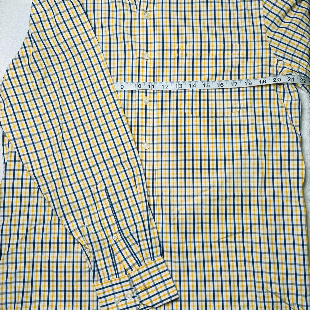 NWOT Mens IZOD Luxury Sport Dress Shirt Yellow Plaid Medium - Picture 2 of 3